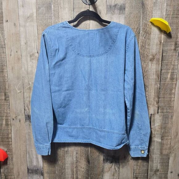 Christopher & Banks Vintage 90s Blue Denim Pleated Top - Picture 3 of 5